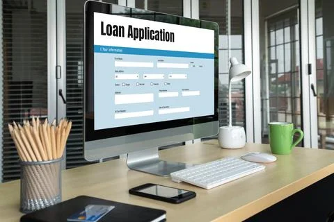Online loan application form for modish digital information collection Stock Photos