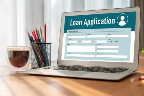 Online loan application form for modish digital information collection Stock Photos