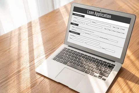Online loan application form for modish digital information collection Stock Photos