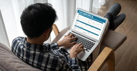 Online loan application form for modish digital information collection Stock Photos