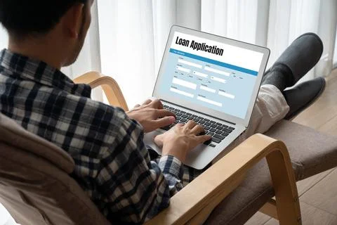 Online loan application form for modish digital information collection Stock Photos