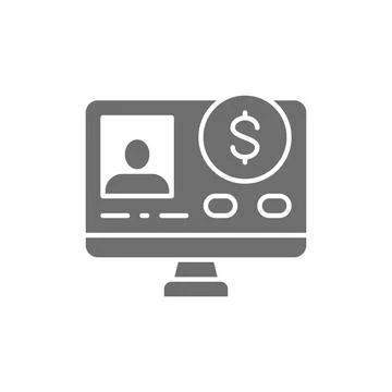 Online loan application grey icon. Isolated on white background 스톡 일러스트