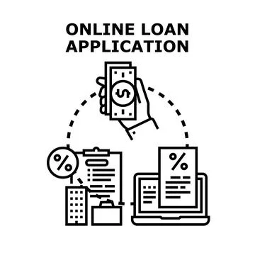 Online loan application process receiving money Stock Illustration