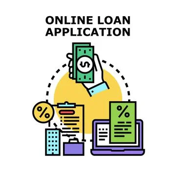 Online loan application process receiving money Stock Illustration