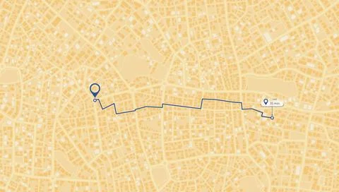 Online location tracking of arrive time on city map. Location tracker dashboard Stock Illustration