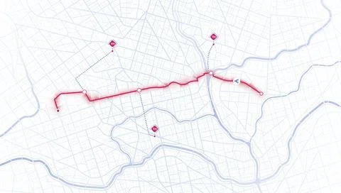 Online location tracking of arrive time on city map. Location tracker dashboard Stock Illustration