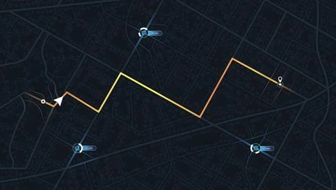 Online location tracking with data of arrive time on city map. Huge city map Stock Illustration