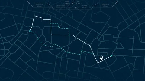 Online location tracking with data of arrive time on city map. Huge city map Stock Illustration