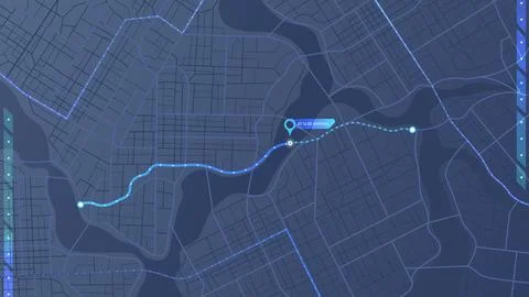 Online location tracking with data of arrive time on city map. Huge city map Stock Illustration