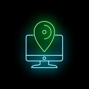 Online location tracking pinpointing current position on monitor Stock Illustration