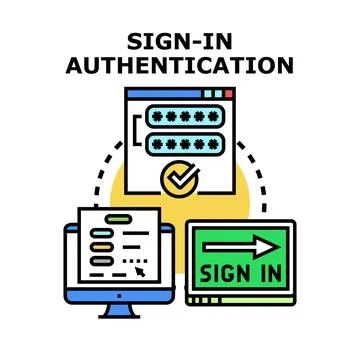 Online login credentials authentication process on digital devices Stock Illustration
