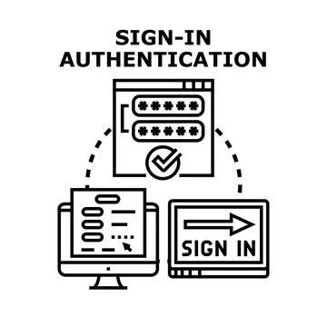 Online login credentials authentication process on digital devices Stock Illustration