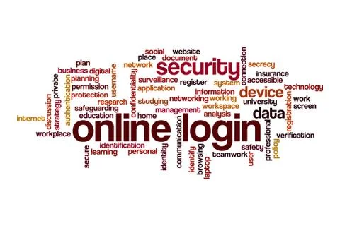 Online login word cloud concept Stock Illustration