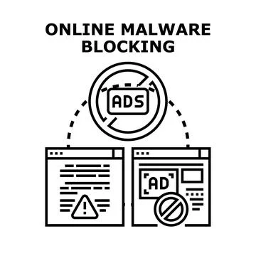Online malware blocking cyber security system for ad protection Stock Illustration