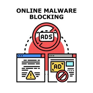 Online malware blocking cyber security system for ad protection 스톡 일러스트