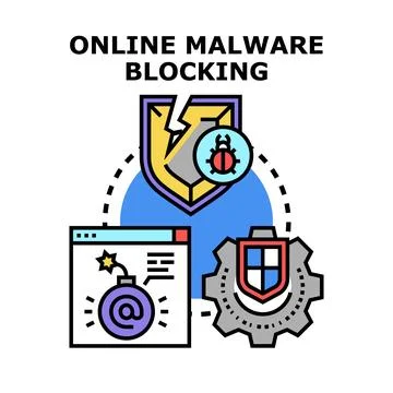 Online malware blocking protecting internet network security 스톡 일러스트