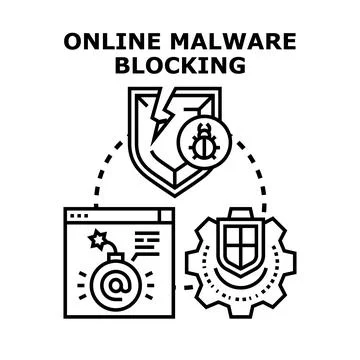 Online malware blocking protecting internet network security 스톡 일러스트