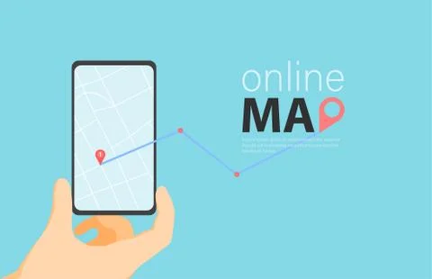 Online map banner for your web page, app, print. 库存插图