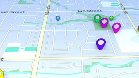 Online map navigation. Location points on the map. Stock Footage 229809200