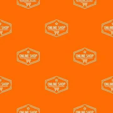 Online market pattern vector orange Illustrazione stock