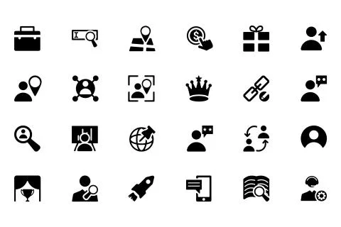 Online Marketing Solid Icons Stock Illustration