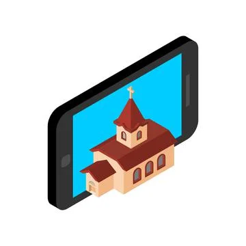 Online Mass. Prayer on Internet. Web confession. Confess in smartphone. Conce Stock Illustration