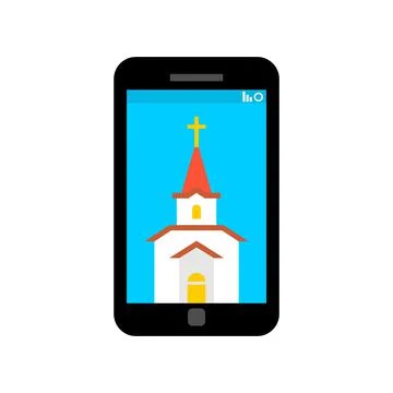 Online Mass. Prayer on Internet. Web confession. Confess in smartphone. Conce Stock Illustration