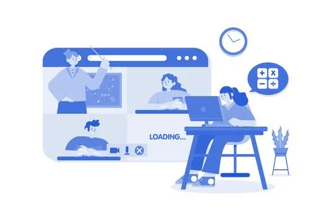 Online Math Class Illustration concept on a white background Illustrazione stock