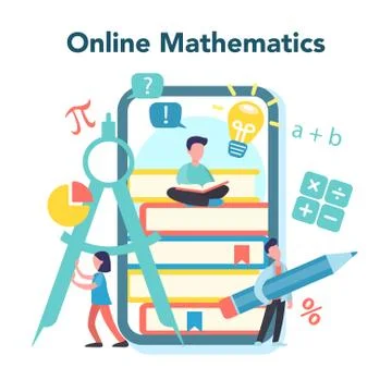 Online math course. Learning mathematics in internet, Stock Illustration