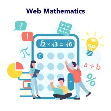 Online math course. Learning mathematics in internet, Stock Illustration