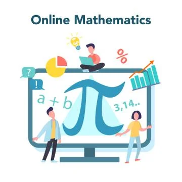 Online math course. Learning mathematics in internet, Stock Illustration