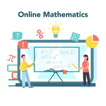 Online math course. Learning mathematics in internet, Stock Illustration