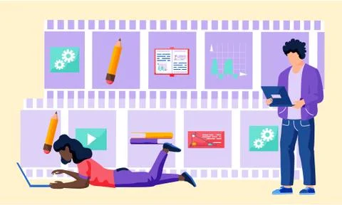 Online math course. Learning mathematics in internet, idea of distance education Stock Illustration