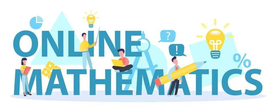 Online math course typographic header concept. Learning Stock Illustration