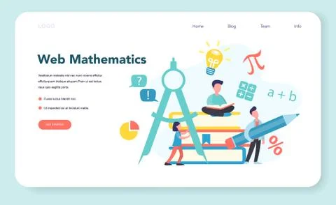 Online math course web banner or landing page. Learning Stock Illustration