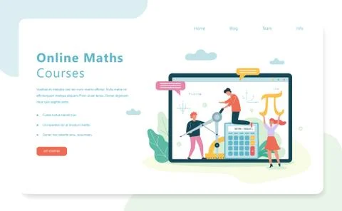 Online math courses web banner concept. School subject Stock Illustration