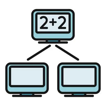 Online math education connecting multiple screens for learning 스톡 일러스트