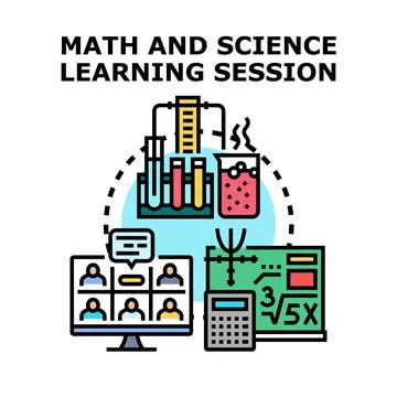 Online math science studying education learning Stock Illustration