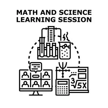 Online math science studying education learning Stock Illustration