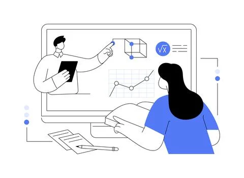 Online math tutoring abstract concept vector illustration. Stock Illustration