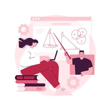 Online math tutoring abstract concept vector illustration. Stock Illustration