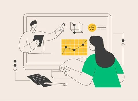 Online math tutoring abstract concept vector illustration. Stock Illustration