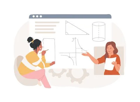 Online math tutoring isolated concept vector illustration. Stock Illustration