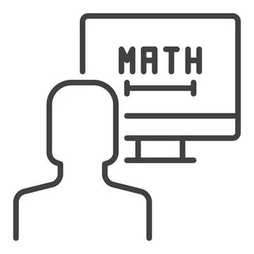 Online Math Tutoring vector Mathematics Education concept outline icon Stock Illustration