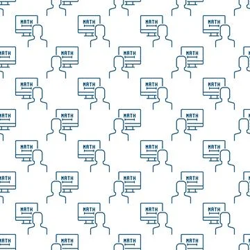 Online Math Tutoring vector Mathematics Education outline seamless pattern Stock Illustration