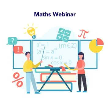 Online math webinar. Learning mathematics in internet, idea Illustrazione stock