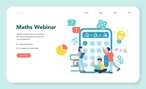 Online math webinar web banner or landing page. Learning 스톡 일러스트