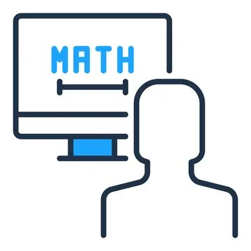 Online Mathematics Tutoring vector Man and Computer Math Learning concept c.. Stock Illustration