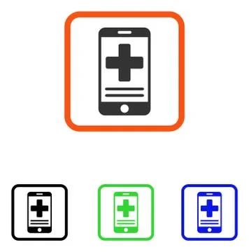 Online Medical Data Framed Icon Stock Illustration