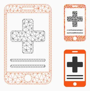 Online Medical Data Vector Mesh Network Model and Triangle Mosaic Icon イラスト素材
